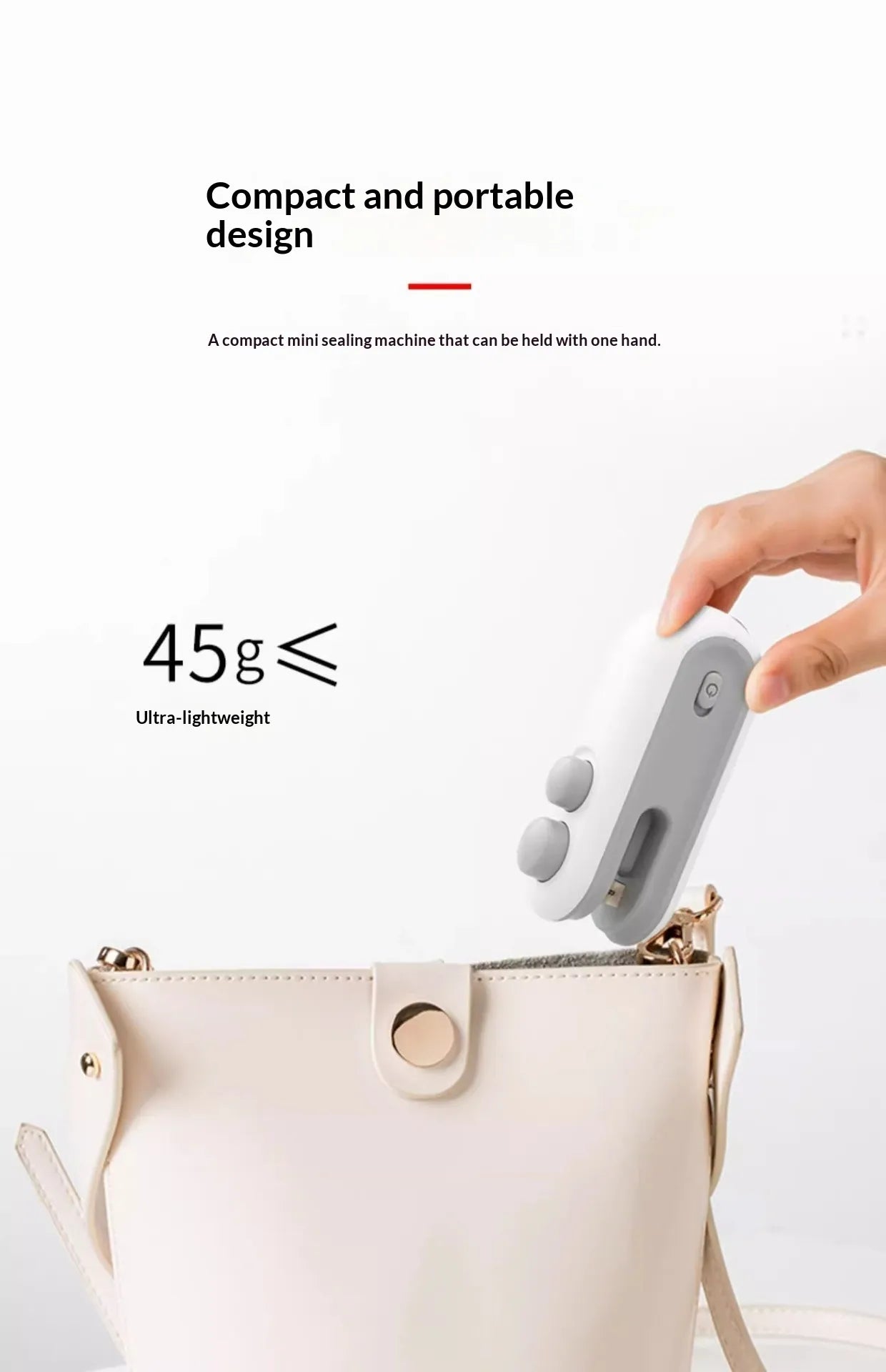 Selladora de Bolsas 2 en 1 USB | Mini Selladora al Vacío para Snacks