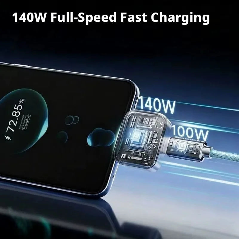 Adaptador Inteligente de 140W con Corte Automático para Carga Nocturna y Prevención de Sobrecarga