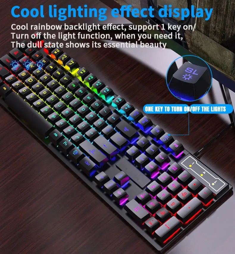 Teclado Gaming USB con Retroiluminación LED RGB