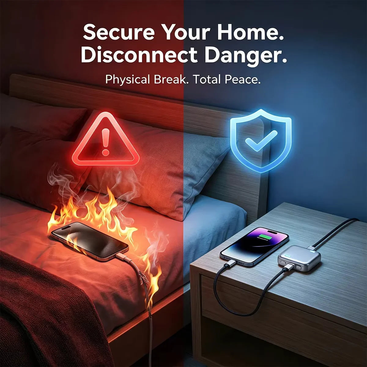 Adaptador Inteligente de 140W con Corte Automático para Carga Nocturna y Prevención de Sobrecarga