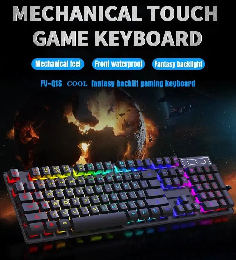 Teclado Gaming USB con Retroiluminación LED RGB